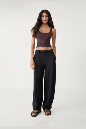 Stradivarius Calças elegantes baggy com nervo 32