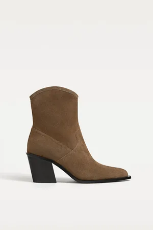 Stradivarius Botins de cowboy em pele 36