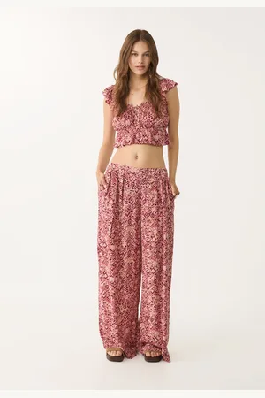 Stradivarius Calças fluidas palazzo estampadas XS