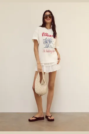 Stradivarius Calças-saia fluidas com folhos S