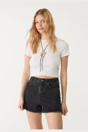 Stradivarius Calções denim brilhos 36