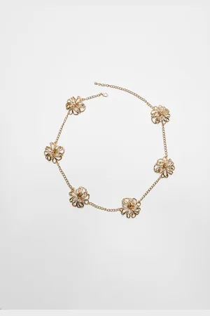 Stradivarius Cinto metálico com flores S