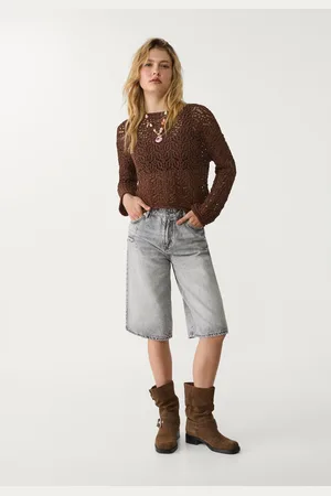 Stradivarius Calções bermuda de ganga 36
