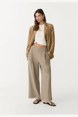 Stradivarius Calças culottes elegantes com pinças XS