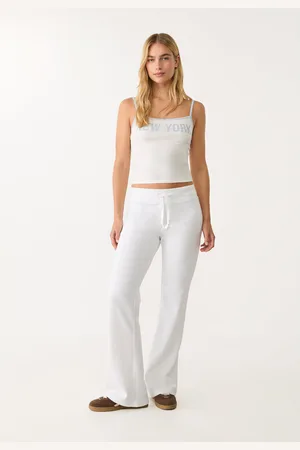 Stradivarius Calças jogger à boca de sino cordões L