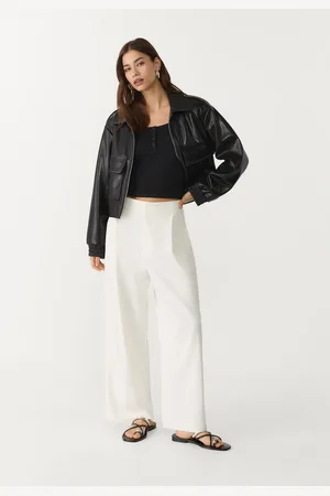 Stradivarius Calças culottes elegantes com pinças M