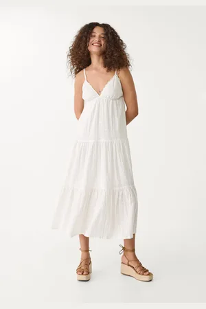 Stradivarius Vestido fluido comprido com bordados S
