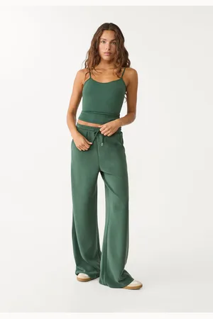Stradivarius Calças palazzo de tato suave XS