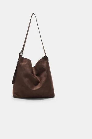 Stradivarius Mala bucket bag com efeito camurça com alça com pormenor OS