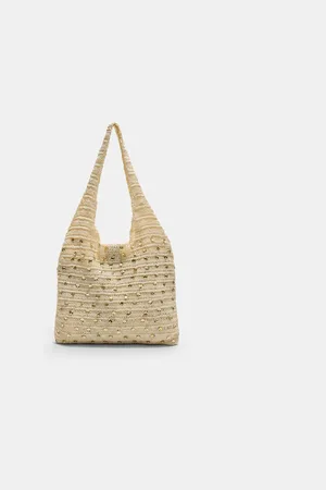 Stradivarius Mala tote bag em crochet com lantejoulas OS