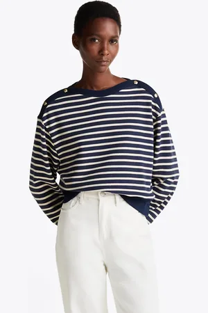 Tommy Hilfiger Gold-Tone Button Boat Neck Sweatshirt