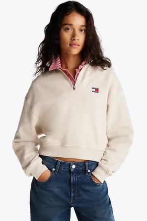 Tommy Hilfiger Boxy Half-Zip Cropped Sweatshirt