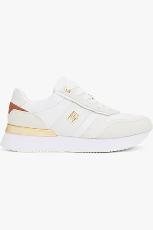 Tommy Hilfiger Leather Textured Panel Metallic Trainers