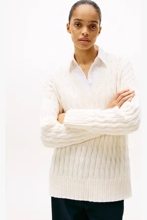 Tommy Hilfiger Cable Knit Relaxed V-Neck Jumper