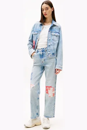 Tommy Hilfiger Patchwork High Rise Slim Straight Jeans