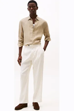 Tommy Hilfiger Linen Blend Stripe Wide Leg Trousers
