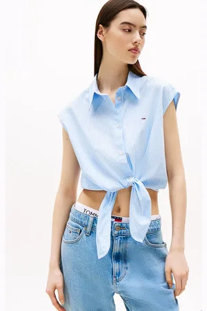 Tommy Hilfiger Cropped Cap Sleeve Poplin Shirt