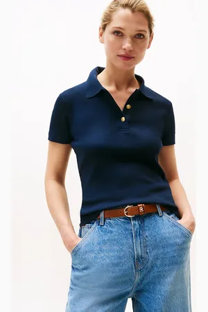 Tommy Hilfiger Gold-Tone Button Slim Polo Shirt