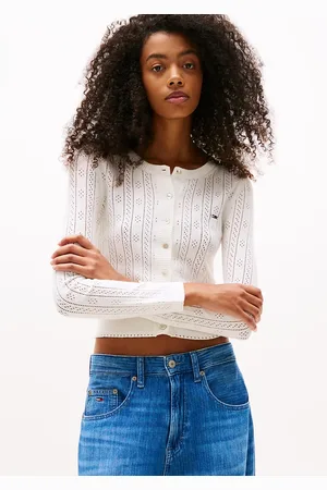 Tommy Hilfiger Pointelle Crew Neck Slim Cardigan