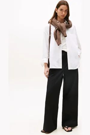Tommy Hilfiger Wide Leg Relaxed Poplin Trousers