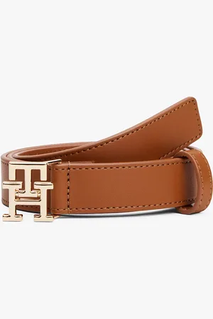 Tommy Hilfiger Leather TH Monogram Plaque Buckle Belt