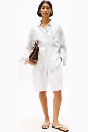 Tommy Hilfiger Wide Leg Bermuda Shorts With Linen