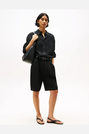 Tommy Hilfiger Wide Leg Bermuda Shorts With Linen