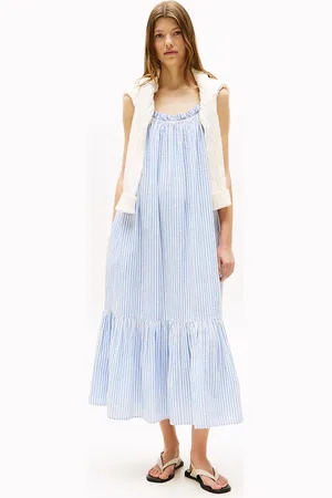 Tommy Hilfiger Seersucker Fit And Flare Maxi Dress