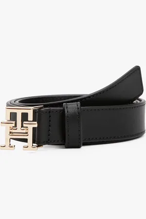 Tommy Hilfiger Leather TH Monogram Plaque Buckle Belt