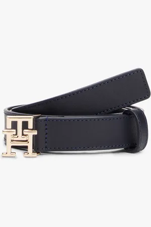 Tommy Hilfiger Leather TH Monogram Plaque Buckle Belt