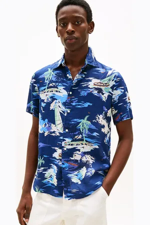 Tommy Hilfiger Tropical Print Regular Linen Short Sleeve Shirt
