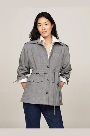 Tommy Hilfiger Prince Of Wales Check Belted Blazer Jacket