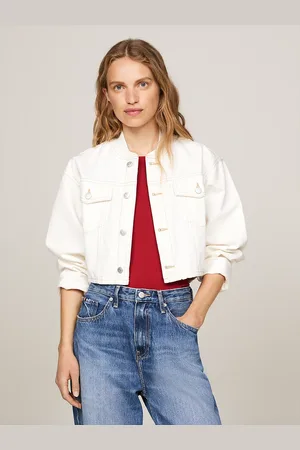 Tommy Hilfiger Cropped Relaxed Denim Bomber Jacket