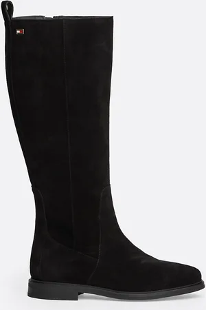 Tommy Hilfiger Suede Enamel Flag Zip-Up High Boots