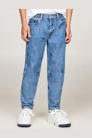 Tommy Hilfiger Flag Embroidery Faded Tapered Jeans