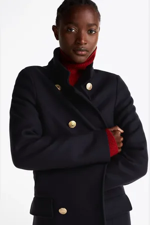 Tommy Hilfiger Slim Funnel Neck Coat With Cashmere