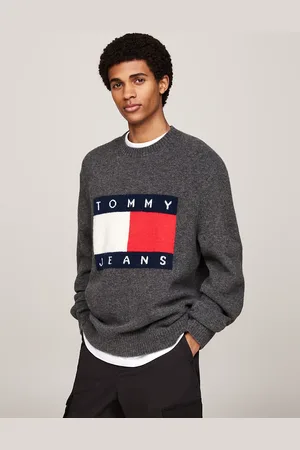 Tommy Hilfiger Flag Badge Mélange Jumper With Wool