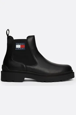 Tommy Hilfiger Rubberised Logo Leather Cleat Chelsea Boots
