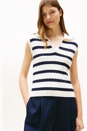 Tommy Hilfiger Cable Knit Sleeveless Polo Jumper