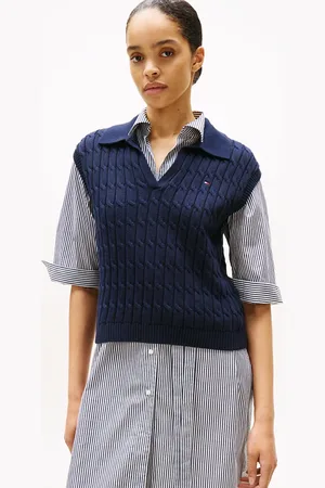 Tommy Hilfiger Cable Knit Sleeveless Polo Jumper