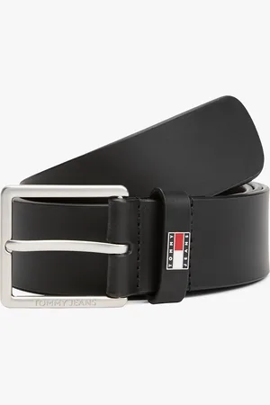Tommy Hilfiger Logo Plaque Leather Belt