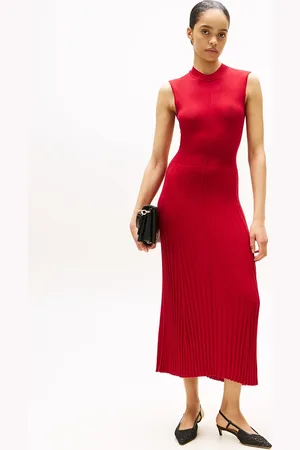 Tommy Hilfiger Sleeveless Midi Jumper Dress With Silk