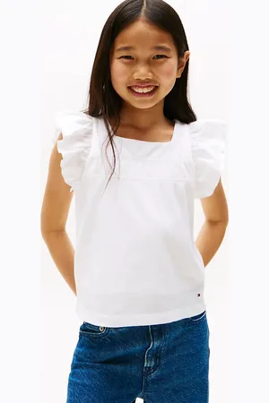 Tommy Hilfiger Textured Ruffle Sleeve Slim Top