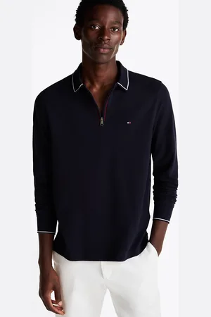 Tommy Hilfiger Zip Placket Long Sleeve Polo Shirt