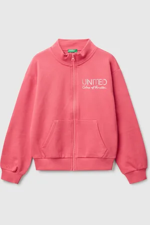 Benetton Casaco Com Fecho De Correr E Gola Alta XL Ciclame