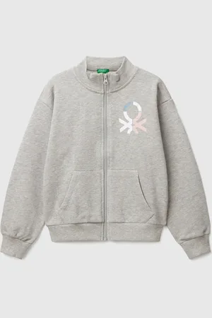Benetton Casaco Com Fecho De Correr E Gola Alta XL Cinza-claro