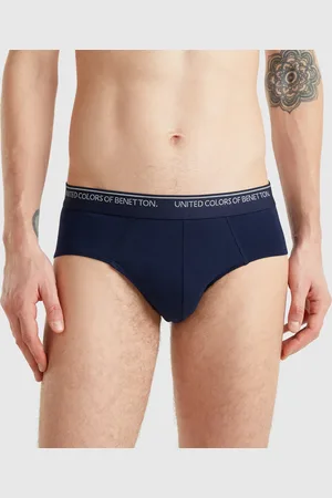 Benetton Slip Em Algodão Stretch L Azul-escuro