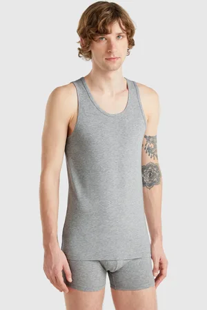 Benetton Top Em Algodão Stretch XXL Cinza-claro