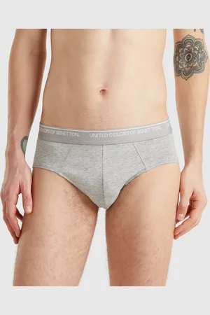 Benetton Slip Em Algodão Stretch L Cinza-claro