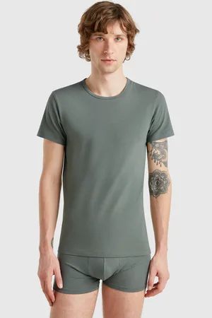 Benetton T-shirt Em Algodão Stretch XXL Verde Claro